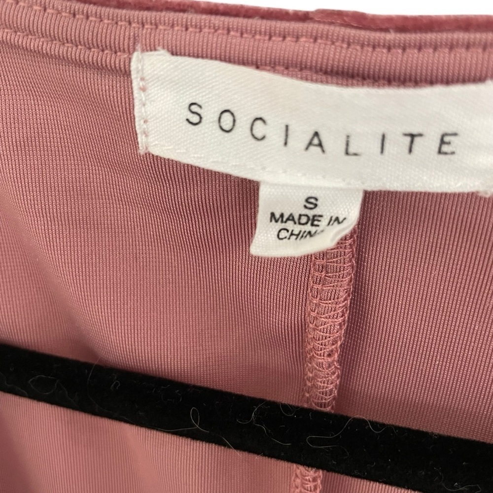 Socialite Pink Velour Wrap Dress Mini V Neck - Picture 3 of 7